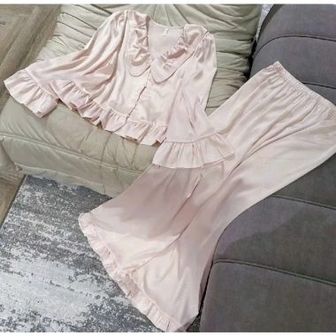 Pijama Cổ Sen Đính Nơ Lụa Ngắn - Lụa Dập Vân Gấm Sang Xịn, Giá Chỉ 199k 10