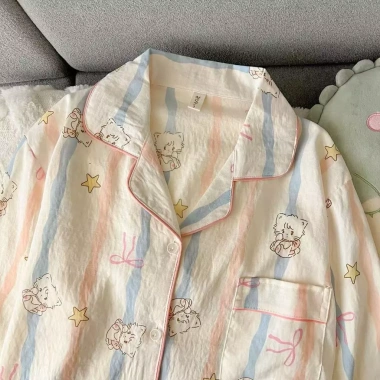 Pijama dài tay nữ ngọt ngào dễ thương, bộ đồ ngủ bốn mùa thoải mái - 150.000₫