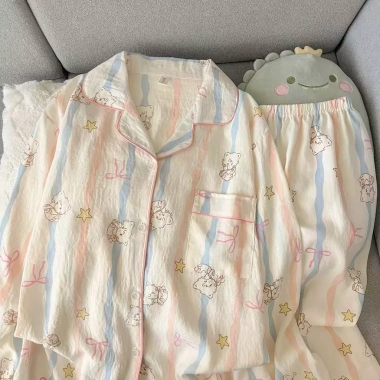 Pijama dài tay nữ ngọt ngào dễ thương, bộ đồ ngủ bốn mùa thoải mái - 150.000₫