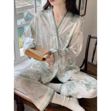 Pijama Đồ Nữ ALADY Lụa Latin Cao Cấp Dài Tay Họa Tiết Đơn Giản - Giá 340.000₫ 3