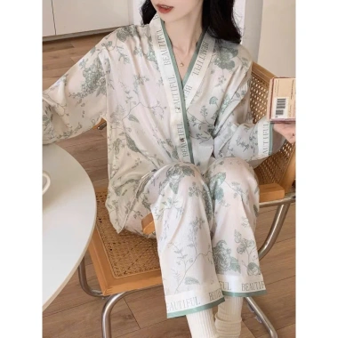 Pijama Đồ Nữ ALADY Lụa Latin Cao Cấp Dài Tay Họa Tiết Đơn Giản - Giá 340.000₫ 5
