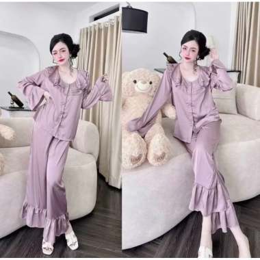Pijama Lụa Bigsize Tiểu Thư Cổ Bèo Cao Cấp – Đồ Ngủ Đáng Yêu Xinh Xắn 2