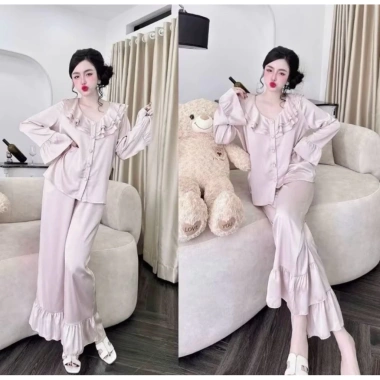 Pijama Lụa Bigsize Tiểu Thư Cổ Bèo Cao Cấp – Đồ Ngủ Đáng Yêu Xinh Xắn 7