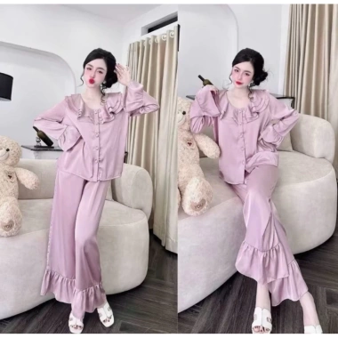 Pijama Lụa Bigsize Tiểu Thư Cổ Bèo Cao Cấp – Đồ Ngủ Đáng Yêu Xinh Xắn 8