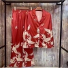 Pijama lụa mango chim hạc đen đỏ tay dài quần dài - Bộ lụa mặc nhà mát nhẹ 142.000đ 3