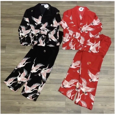 Pijama lụa mango chim hạc đen đỏ tay dài quần dài - Bộ lụa mặc nhà mát nhẹ 142.000đ 7 Pijama lụa mango chim hạc đen đỏ tay dài quần dài - Bộ lụa mặc nhà mát nhẹ 142.000đ 7
