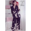 Pijama lụa mango chim hạc đen đỏ tay dài quần dài - Bộ lụa mặc nhà mát nhẹ 142.000đ 8