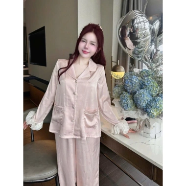 Pijama ngủ viền ren xoắn sang, chất lụa latin mềm mịn mát, freesize 40-60kg – Giá chỉ 119.999₫