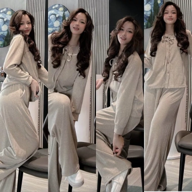 Pijama Nữ Chất Mịn Dài Tay Cổ Nơ - Form Suông Sang Trọng, Giá chỉ 199.000 VND