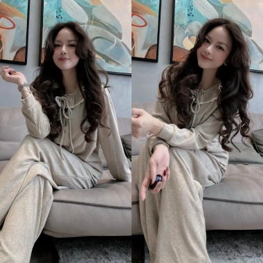 Pijama Nữ Chất Mịn Dài Tay Cổ Nơ - Form Suông Sang Trọng, Giá chỉ 199.000 VND