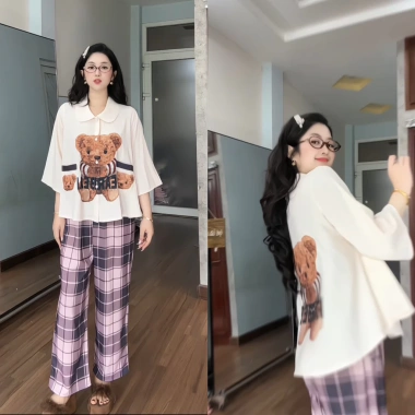 Pijama PHOM TO RỘNG cổ Sen chất MANGO 45-65kg - Giá 265.000đ giảm 20%