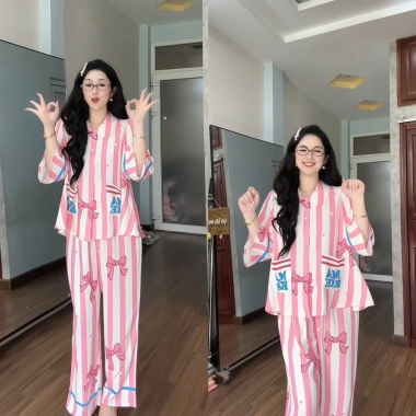 Pijama PHOM TO RỘNG cổ Sen chất MANGO 45-65kg - Giá 265.000đ giảm 20%