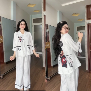 Pijama PHOM TO RỘNG cổ Sen chất MANGO 45-65kg - Giá 265.000đ giảm 20%
