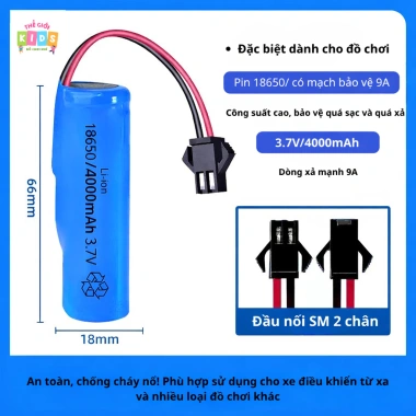 Pin 18.650 3.7V SM 2P cho Xe Điều Khiển Từ Xa - Dung Lượng Cao, Giá chỉ 19.000 VND