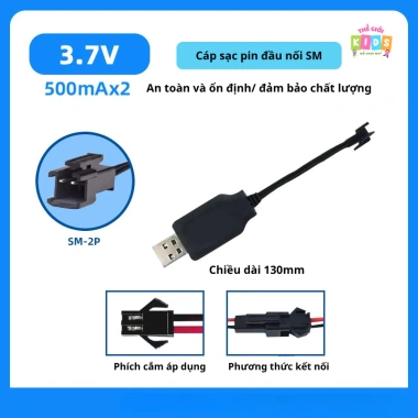 Pin 18.650 3.7V SM 2P cho Xe Điều Khiển Từ Xa - Dung Lượng Cao, Giá chỉ 19.000 VND