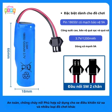 Pin 18.650 3.7V SM 2P cho Xe Điều Khiển Từ Xa - Dung Lượng Cao, Giá chỉ 19.000 VND