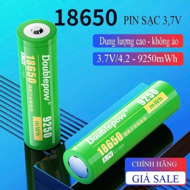Pin 18.650 Doublepow 9.250mWh đầu lồi và đầu bằng – chuẩn, chất lượng cao, giá ưu đãi