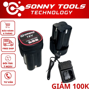 Pin 18V DRAMA cho máy khoan, vít chân 4 cell - Giá ưu đãi 190k, hiệu năng cao