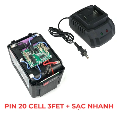 Pin 20 cell Makita: Mạch 8 MOSFET, dòng xả cao, đèn LED báo pin, giá chỉ 308.000₫