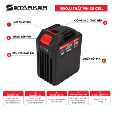 Pin 30 Cell 8 Mosfet 15Ah STARKER M21 4cm Máy Khoan Máy Mài Bulong Đèn Báo Pin Giá 508.000 VND 5 Pin 30 Cell 8 Mosfet 15Ah STARKER M21 4cm Máy Khoan Máy Mài Bulong Đèn Báo Pin Giá 508.000 VND 5
