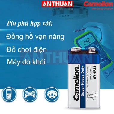 Pin 9V Carbon 6F22 – Dùng cho Micro, Đồng hồ vạn năng, Ghi-ta – Chỉ 20.000₫ 5