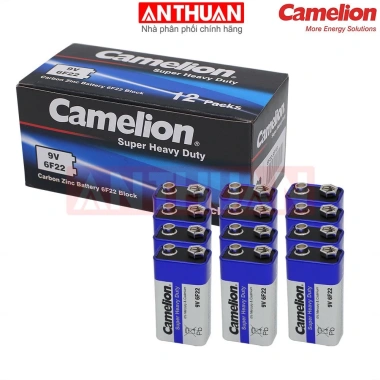 Pin 9V Carbon Camelion 6F22 - 1 hộp 12 cái, cho Micro, Đồng hồ vạn năng, Ghi-ta - Giá chỉ 180.000₫