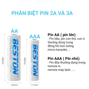 Pin AA & AAA sạc tái sử dụng chính hãng - Bền bỉ, giảm giá còn 77.200₫ 2