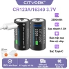 Pin CITYORK 16.340 CR123A 3.7V 2.250mAh Type-C sạc nhanh, dung lượng cao cho máy ảnh & đèn pin siêu sáng - chỉ 89.000₫