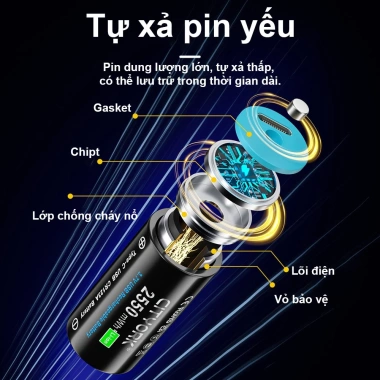 Pin CITYORK 16.340 CR123A 3.7V 2.250mAh Type-C sạc nhanh, dung lượng cao cho máy ảnh & đèn pin siêu sáng - chỉ 89.000₫ 7