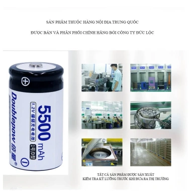 Pin đại sạc lại D 5.500mAh Ni‑Cd Doublepow cao cấp, dung lượng thực - 89.000₫