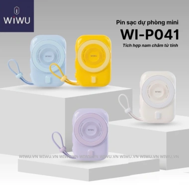 Pin Dự Phòng 10.000mAh WIWU Wi-P041 - Sạc nhanh 20W, Dây đeo hiển thị iPhone - 599k
