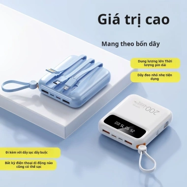 Pin dự phòng 20.000mAh 3 màu - Siêu nhỏ gọn, hiển thị pin, tương thích Android và iPhone, giá ưu đãi 127.800 VND