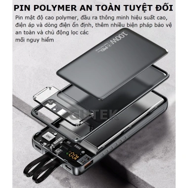 Pin dự phòng 20.000mAh Gutek GT159 - Sạc nhanh 22.5W, dung lượng lớn, kèm dây