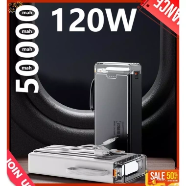 Pin Dự Phòng 50.000mAh + 4 Cáp Sạc Nhanh, Tặng Dây, Bảo Hành 12 Tháng, Giá 165k