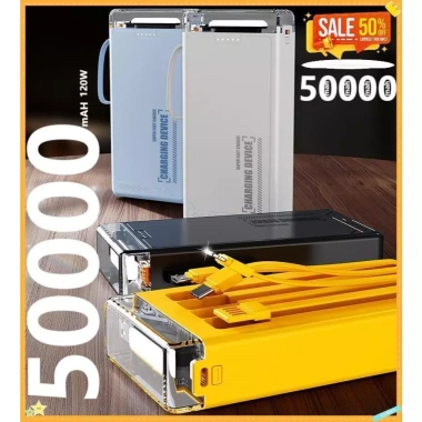 Pin Dự Phòng 50.000mAh + 4 Cáp Sạc Nhanh, Tặng Dây, Bảo Hành 12 Tháng, Giá 165k