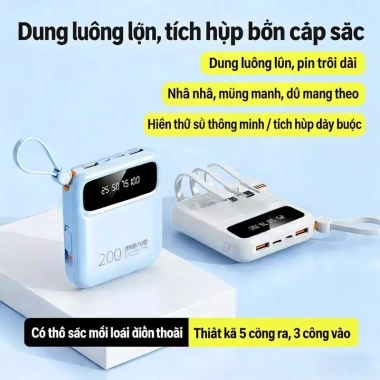 Pin dự phòng COD 20.000mAh sạc nhanh 22.5W LED hiển thị, tháo rời, di động 35.950₫