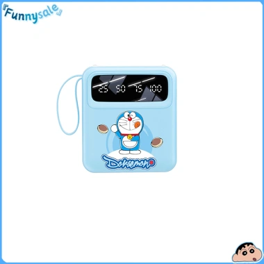 Pin Dự Phòng Doraemon 10.000mAh Sạc Nhanh, 4 Dây Type‑C Lightning USB, Nhỏ Gọn, Chính Hãng