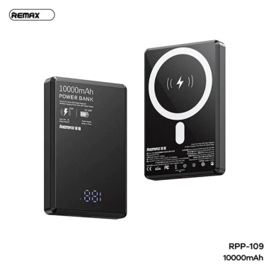 Pin Dự Phòng REMAX RPP-109 10.000mAh, Sạc Không Dây Magnetic, QC3.0 PD 20W Type‑C, CCC – 439.000₫