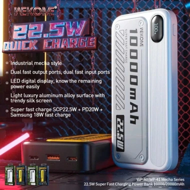 Pin dự phòng WEKOME WP-41 sạc nhanh, tương thích điện thoại, giảm còn 259.000₫