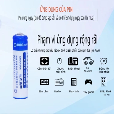 Pin đũa AAA Doublepow 900mAh 1.2V Ni‑MH – Thế hệ mới, bền bỉ, sạc 1.200 lần, hàng chính hãng, giá 32.000₫ 3