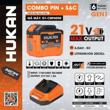 Pin HUKAN 20 Cell 6A và Sạc G1-CBP6.050 1.5A, 4 Mosfet, Vỏ Chống Va Đập - Giá 750k 10 Pin HUKAN 20 Cell 6A và Sạc G1-CBP6.050 1.5A, 4 Mosfet, Vỏ Chống Va Đập - Giá 750k 10