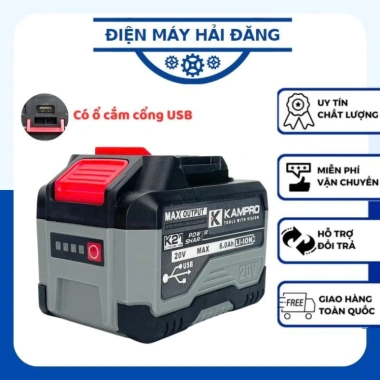 Pin KAMPRO ULTRA 15Cell 6.0Ah 4 Mosfet Mạch To Chống Ngắt USB Đèn LED ABS - 450k