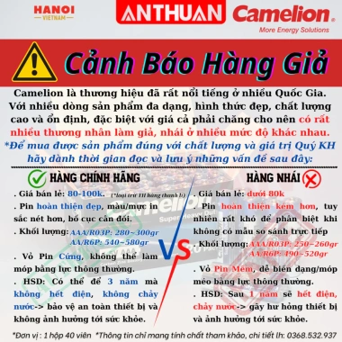 Pin Khô AA/AAA Camelion Cao Cấp - An toàn, bền mạnh, pin tiểu đũa carbon R6P R03P mới 100% - Giá 9.000đ