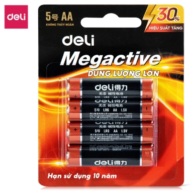 Pin Kiềm Alkaline Deli Megactive AA & AAA - Vỉ 2/4 Viên, Nguồn Mạnh, Giá Ưu Đãi 32.000 VND