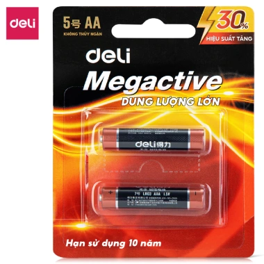 Pin Kiềm Alkaline Deli Megactive AA & AAA - Vỉ 2/4 Viên, Nguồn Mạnh, Giá Ưu Đãi 32.000 VND