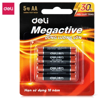 Pin Kiềm Alkaline Deli Megactive AA & AAA - Vỉ 2/4 Viên, Nguồn Mạnh, Giá Ưu Đãi 32.000 VND