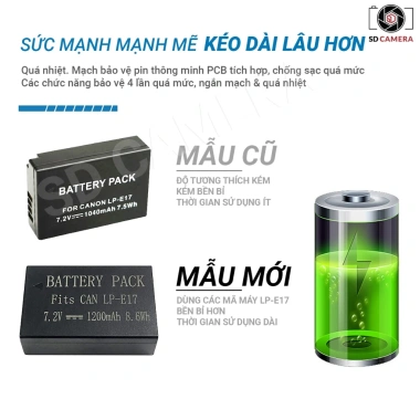 Pin LP-E17 dung lượng cao cho Canon EOS M3 M5 M6 750D 760D 800D - Không sạc ZlN