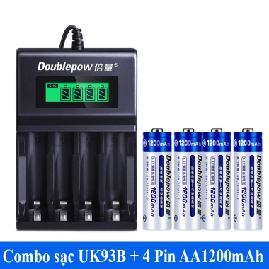 Pin sạc 1.2V AA/AAA 5.800mAh + sạc UK93B, hộp đựng Doublepow - Dùng cho mic không dây, giá từ 209k còn 166k