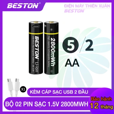 Pin sạc 1.5V AA AAA USB Beston Lithium 3.500mWh Dùng cho Micro karaoke, máy đo huyết áp, vỉ 02, giảm giá 119k 10 Pin sạc 1.5V AA AAA USB Beston Lithium 3.500mWh Dùng cho Micro karaoke, máy đo huyết áp, vỉ 02, giảm giá 119k 10