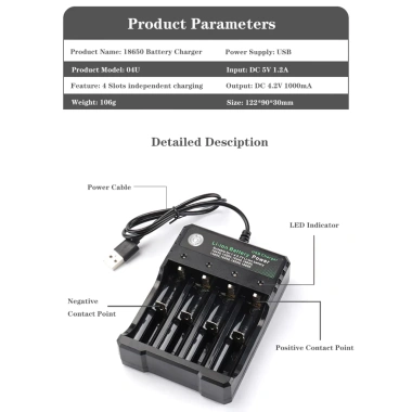 Pin sạc 18.650 19.800mAh 3.7V Đầu nhọn/Đầu Bǎng Li‑ion, dung lượng cao, hàng chính hãng mới seal, kèm bộ sạc 4 Pin sạc 18.650 19.800mAh 3.7V Đầu nhọn/Đầu Bǎng Li‑ion, dung lượng cao, hàng chính hãng mới seal, kèm bộ sạc 4